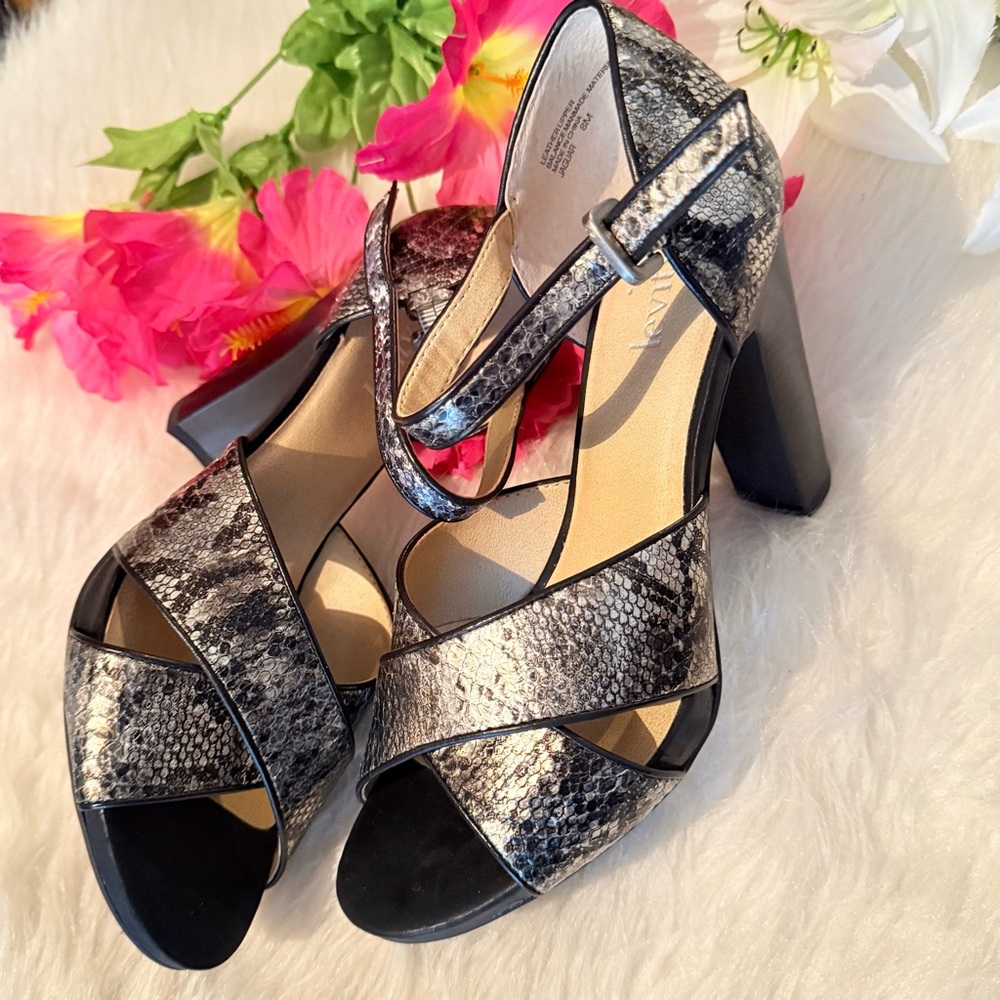 Levity Black and Gray Snakeskin Heels - Picture 2 of 16